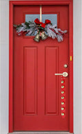 Frienda Hanging Jingle Sleigh Bells 7-Bell Dog Doorbells for Door Knob Faux Leather Belts Go Outside Dog Bells Christmas
