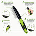 Dog Comb for Shedding & Dematting, Rotating Pins, Undercoat, Cats & Doodles