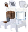 Automatic Cat Feeder and Water Dispenser Set, Top Fill Water&Food Gravity Feeder with Bowl,Easy to Hand-Washable,Elevate