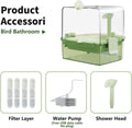YOOSO WING Automatic Bird Baths for Cage – Indoor Parakeet Bath with Pump, Bird Shower with 2 Modes Running Water, Bird Cage Accessory for Pet Birds Conure Budgies Cockatiels Lovebird(Green)