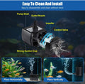 105 GPH Submersible Water Pump with 4.76ft Power Cord and 2 Nozzles 5W Ultra Quiet Mini Fountain Pump with 2.8ft High Li
