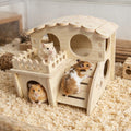 Multi-Chamber Wooden Hamster Hideout, House and Cage Accessory