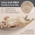 Wall Mounted Cat Shelves (Set of 4) by Pryde Pets - 100% Sustainable PET Felt Feline Enrichment Climber Furniture for Small & Large Indoor Cats, Modern Climbing Gym Jungle Design (Oatmeal)