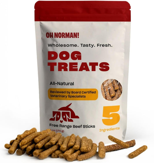 OH NORMAN! Soft Beef Jerky Dog Treats by Kaley Cuoco, Healthy Dog Treats, All Life Stages and Breeds, Air Dried, Ethically Sourced Free Range Beef,6 Oz