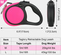 Taglory Retractable Dog Leash, 16ft No Tangle Leash Retractable for Small Medium Dogs Up to 44 lbs, One-Handed Brake, Pause, Lock, Pink