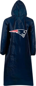NFL Waterproof Rain Poncho for Adults, Sporty, Elastic Sleeves and Drawstring Hood, Unisex Rain Coat