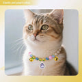 Pearl Cat Collar with Bell Rhinestones Teardrop Pet Necklace for Small Dog Colorful Pearls Elastic Charm Collar for Cats Puppy Wedding Party Dress Accessories