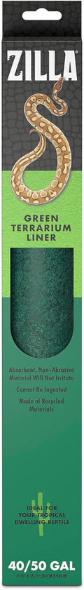 Zilla Reptile Terrarium Bedding Substrate Floor Liner, Green, 40BR/50G