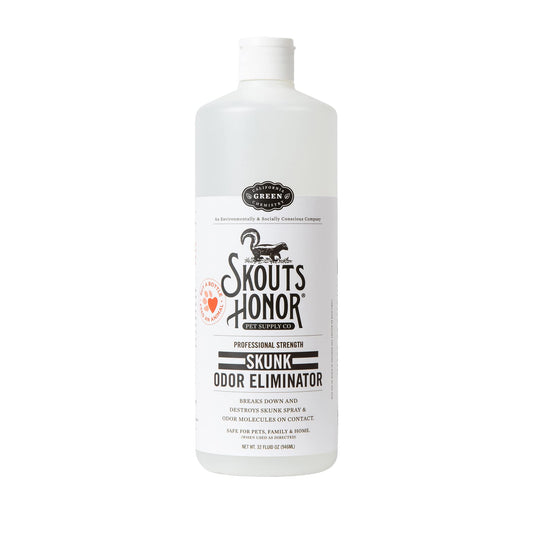 Skout's Honor Skunk Odor Eliminator for Pets, Indoor, and Outdoor Surfaces – Eliminate Skunk Spray Odor, Eco-Friendly, Cruelty-Free Solution for Pets and Surfaces, 32 oz