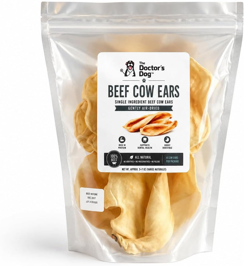 Single Ingredient Cow Ear Beef Chew - 4 per Pack
