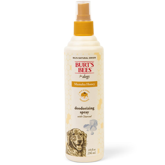 BURT'S BEES FOR PETS Deodorizing Spray for Dogs, Manuka Honey & Charcoal, Reduces Odor Between Baths, 95%+ Natural Origin, No Artificial Fragrance, Sulfates or Colorants, Milk & Honey Scent, 10 Fl Oz