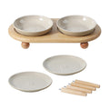 Havniva Cat Bowls Elevated 5.6” Ceramic Cat Bowl with Stand Whisker Friendly Shallow Cat Dishes, Cat Food & Water Bowl Set with Two Heights Options, Anti-Slip Raised Cat Food Bowl for Kitten