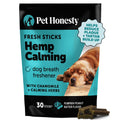 Hemp Calming Dog Dental Sticks - Reduce Stress + Occasional Anxiousness with Melatonin + Hemp to Promote Calm, Reduce Plaque + Tartar, Fresh Breath Teeth Cleaning Treats (Pumpkin Peanut Butter, 30 Ct)