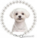 1 White Dog Pearl Necklace, Adjustable Pearl Necklace for Small Dogs Puppies, Celebration Wedding Party Costume Accessor