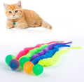 Bouncy Balls for Cats, Cat Worm Toy-5 Pack&2 Bells