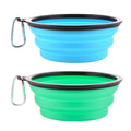 Large Collapsible Dog Bowls, 34oz Travel Water Food Bowls Portable Foldable Collapse Dishes with Carabiner Clip for Traveling, Hiking, Walking, 2 Pack (Light Blue + Light Green)