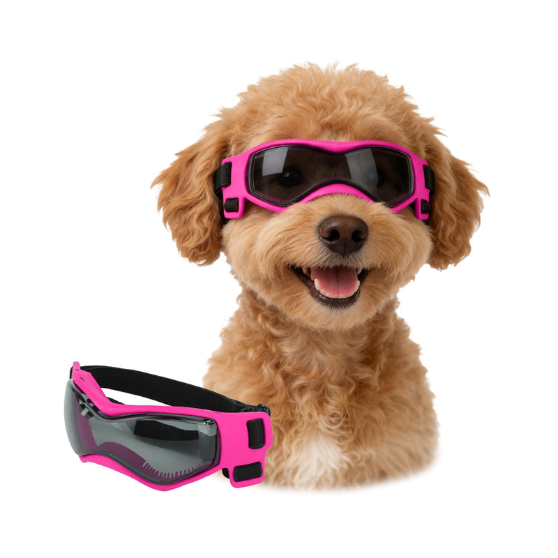 LESYPET Dog Goggles for Small Breed UV Protection Windproof Dog Motorcycle Goggles Doggy Sunglasses with Adjustable Strap for Outdoor Activities, Pink
