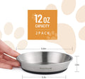 Wellbro Cat Bowls, 2 Pcs Stainless Steel Cat Bowls for Food and Water, Whisker Fatigue Shallow Non-Slip Dishes Plates for Small Dog Puppies Cats