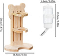 Hamster Water Bottle with Wooden Food Container Base for Dwarf Hamster Gerbil Small Animals (White, 80ml(2.7oz))