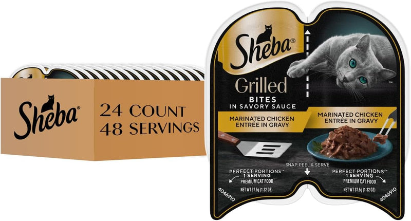 Sheba Perfect Portions Grilled Bites Wet Cat Food, Chicken, 2.6 oz, 24 ct