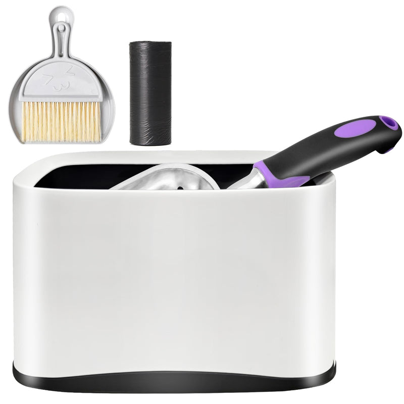 Apidgrowth Cat Litter Scooper with Holder,Metal Cat Litter Scoop, Kitty Poop Scooper Stand for Litter Box, Cat Caddy for Litter Scoop, Fast Sifting Kitty Poop Scooper Caddy Poop Scooper Stand
