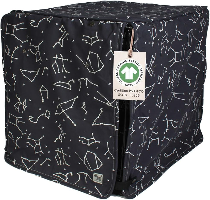 Molly Mutt Rocketman Dog Crate Cover, 100% Cotton Canvas Cover with 2 Roll-Up Panels, Ideal for Dog or Cat Crate, Durable, Washable, and Free of Harmful Chemicals, 30