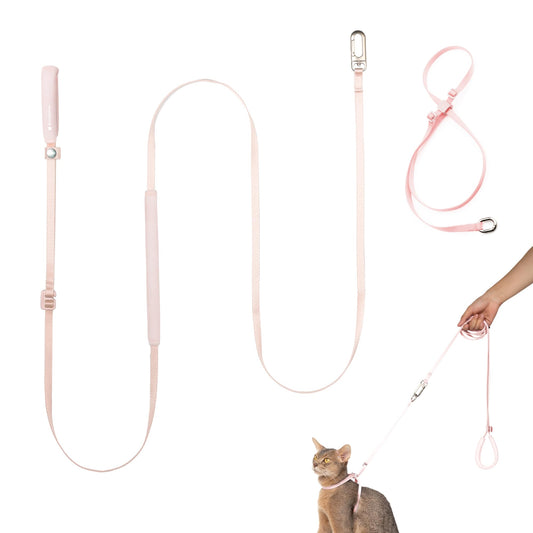 BuddyArmor Cat Harness and Leash Set, Escape Proof Cat Harness Lightweight Leash with Padded Handle, Adjustable Leash Harness for Kitten>4lbs Small Large Cats Walking Training (Blush Pink, S)