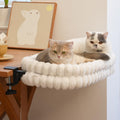 CHEERPALS Cat Desk Bed with Reversible Cushion, 90°Foldable Cat Hammock for Desk Mounted Removable & Washable, Suitable for Medium-to-Large Cats and Puppy, Cloud Series(White, Large)