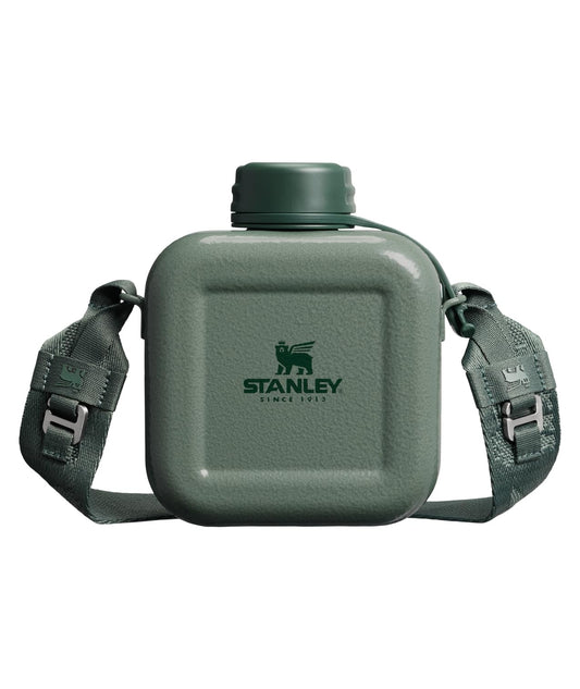 STANLEY Next x Nature Canteen 25 oz | Lightweight Stainless Steel Water Bottle with Adjustable Strap & Tethered Lid | BPA-Free | Hammertone Green