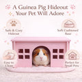 Pink Guinea Pig Hideout with Pee pad: Large Wooden House with Window for Guinea Pigs and Small Animals - Ideal for Cages