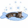 SZEE Cat Cooling Mat, Cooling Mat for Cats, with Ice Silk Fabric, Machine Washable, Fish-Shaped, for Bed, Sofa, Floor, Car Seat & Crate, with Anti-Slip Bottom (27” × 18”)