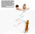 M JJYPET Cat Wand Toys Interactive Kitten Toys for Indoor Cats Colorful Teaser Wand String for Exercise Kitten Stick Kitty Rope Toy Rainbow Ribbon Cat Charmer -2Pcs