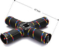 SweetBin 4 Way Large Cat Tunnels for Indoor Cats - 10" Diameter & 47" Long Play Tunnel Toy - Cat Tube with Play Ball & Mouse Toy - Interactive Peephole (Black)