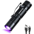 Black light UV Flashlight Rechargeable, 395nm Mini Zoomable Blacklight Woods Lamp, Portable But Powerful USB Ultraviolet Flashlights for Pet Urine Detection, Home, Scorpions, Resin Curing, Leak