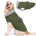 Lelepet Warm Dog Coat Waterproof Dog Jacket for Large Dogs Reflective Fleece Vest with Adjustable Buckle Hook & Loop Windproof Cold Weather Coats for Small Medium Large Dogs, Army Green, L