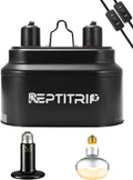 REPTITRIP Dual Reptile Light Fixture with 100W Daytime Heat Bulb & 100W Nighttime Ceramic Heat Emitter, 2 Independent Sw