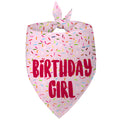Birthday Girl Dog Bandanas 1 Pack, Pink Donut Theme Dog Scarfs Bibs, Triangle Reversible Pet Scarves for Birthday Girl Handkerchief for Small Medium Large Dogs (Pink, Large)