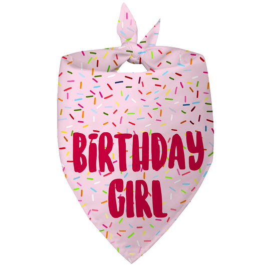 Birthday Girl Dog Bandanas 1 Pack, Pink Donut Theme Dog Scarfs Bibs, Triangle Reversible Pet Scarves for Birthday Girl Handkerchief for Small Medium Large Dogs (Pink, Large)