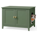 Feandrea Cat Litter Box Enclosure, Modern Hidden Cat Litter Box Furniture, Double Doors, Handles, Indoor Pet House Washroom, Living Room Side End Table, Forest Green UPCL015CH01