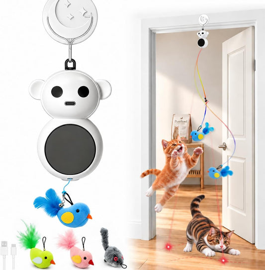 2-in-1 Interactive Laser Pointer Cat Toy & Flying Bird Wand for Indoor Cats