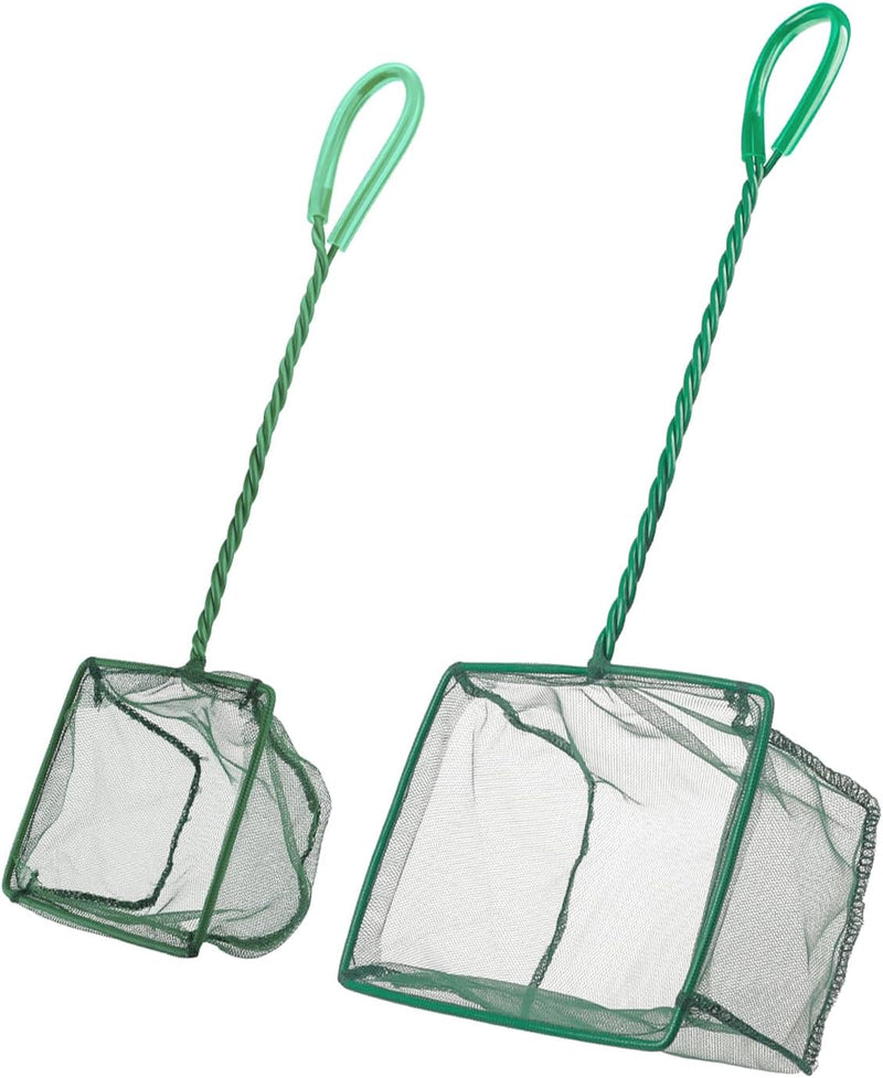 Pawfly Aquarium Fish Net with Braided Metal Handle Square Net with Soft Fine Mesh Sludge Food Residue Wastes Skimming Cl