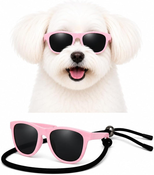 G014 Dog Pet 80s Sunglasses Goggles for Small Dogs up to 15lbs (Pink)