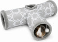 Plush Inside 3-Way Shape Small Animals Tube Tunnel with Interactive Ball for Guinea Pig, Hamster, Chinchilla, Hedgehog H