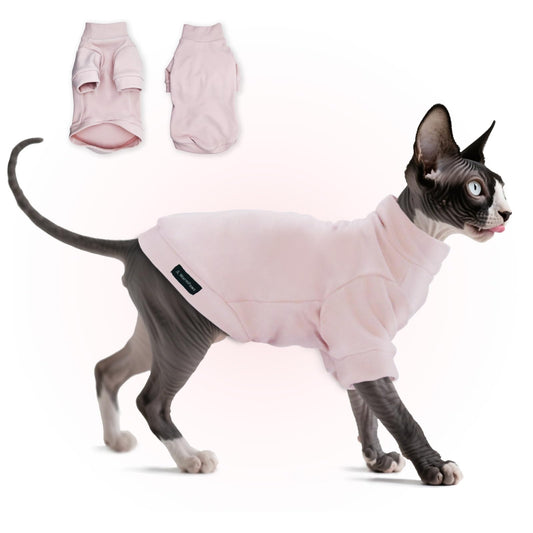 Fleece Sphynx Cat Clothes Soft Hairless Cat Clothes Pullover Cat Sweater for Chihuahua All Season Light and Warm Kitten Cloth for Cats Only Puppy Clothes Small Dog Sweater (Pink, S)