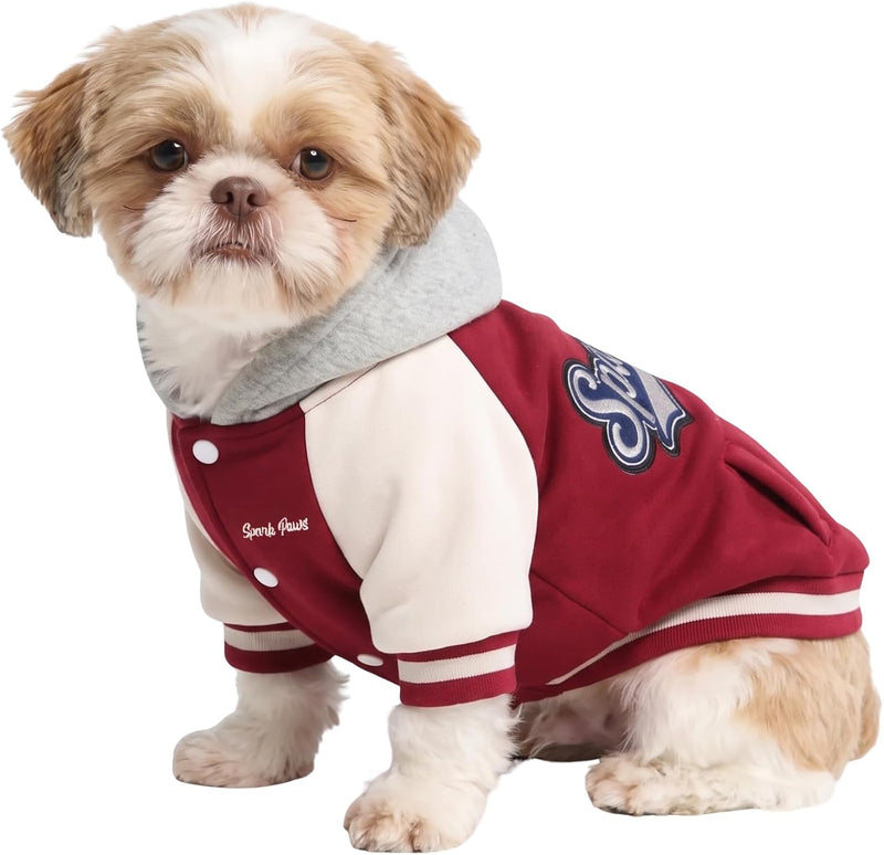 Spark Paws Varsity Dog Jacket - Dog Hoodie Winter Coat for Small Large Dogs