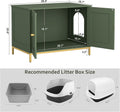 Homhedy 28.3" L Cat Litter Box Enclosure with Metal Frame, Green and Gold