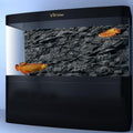 VIP. LINE 3D Effect Black Stone Texture Aquarium Background Poster Fish Tank Backdrop Decorations PVC Background (30" x 