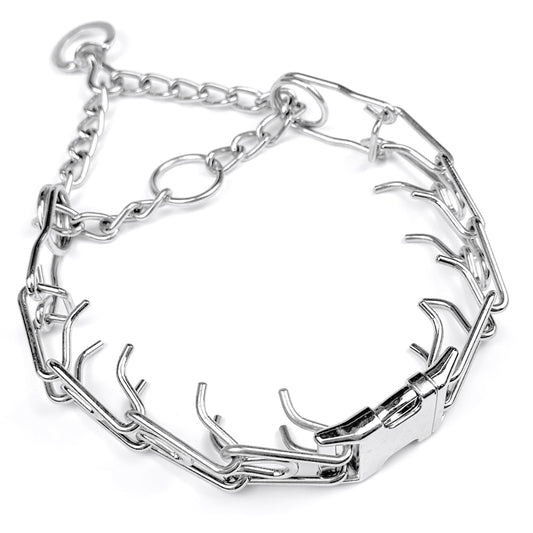 Dog Training Collar, Adjustable Dog Pinch Collar with Quick Release Buckle, No Pull Collar for Small Medium Large Dogs, Extra Link and Caps (S (Neck: 13"-17'' 2.25mm))