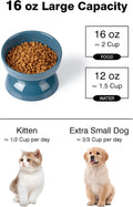 ABRUTY Cat Water Bowl, 16 OZ Ceramic Elevated Cat Bowls, 15° Tilted and Raised Pet Food Dish, Anti Vomiting Protect Pets