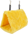 Pet Bird Nest Hammock Hanging Cave Cage Plush Snuggle Happy Hut Tent Bed, Yellow